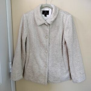 Alpine Studio Ivory L Faux Fur Lined Teddy Jacket Coat Wedding Office Party Chic